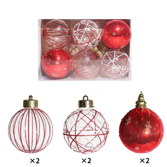 Daiosportswear 6-Pack 3.1in Christmas Netting Ornaments Set,Christmas Tree Decorations,Plastic Painted Gold Glitter Easy Hang,Luxurious Look for Medium/Large Xmas Tree Home Holiday Decor