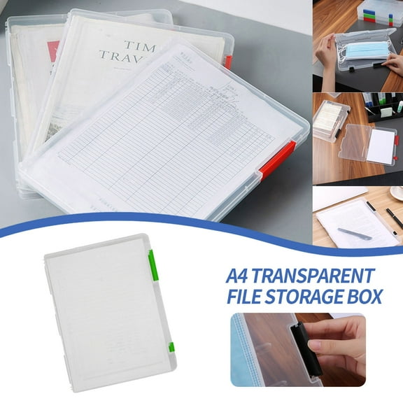 Daiosportswear A4 Transparent Storage Box Clear Plastic Document Paper Filling Case File Box
