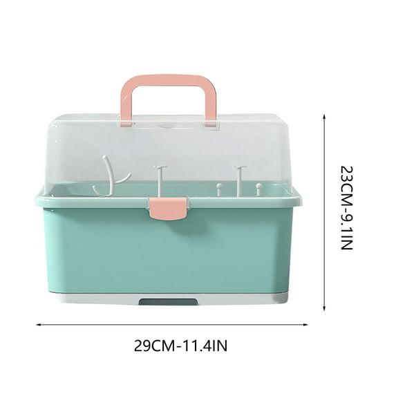 Daiosportswear Baby Bottle Holder, Portable Large Capacity Toddler Bottles Storage Box with Lid Cover Anti-Dust Protection and Cutlery Storage Baby Bottle Drying Rack