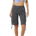 thumbnail image 1 of Daiosportswear Bermuda Cargo Pants Shorts for Women Cargo Shorts Knee Length Elastic Waist Big Pockets Long Shorts for Summer Casual,Shorts Pants for Women Dark Gray 33(33), 1 of 6