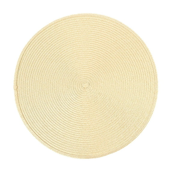Daiosportswear Braided Round Placemats , Woven Washable Non-Slip Table Mats for Kitchen Dining, 15 inch, Heat Resistant - Natural Fabric indoor Outdoor Place Mats
