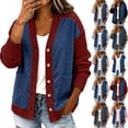 thumbnail image 1 of Daiosportswear Cardigan Sweaters for Women Long Sleeve V Neck Button Up Knit Loose Color Block Outwear Coats White, 1 of 9
