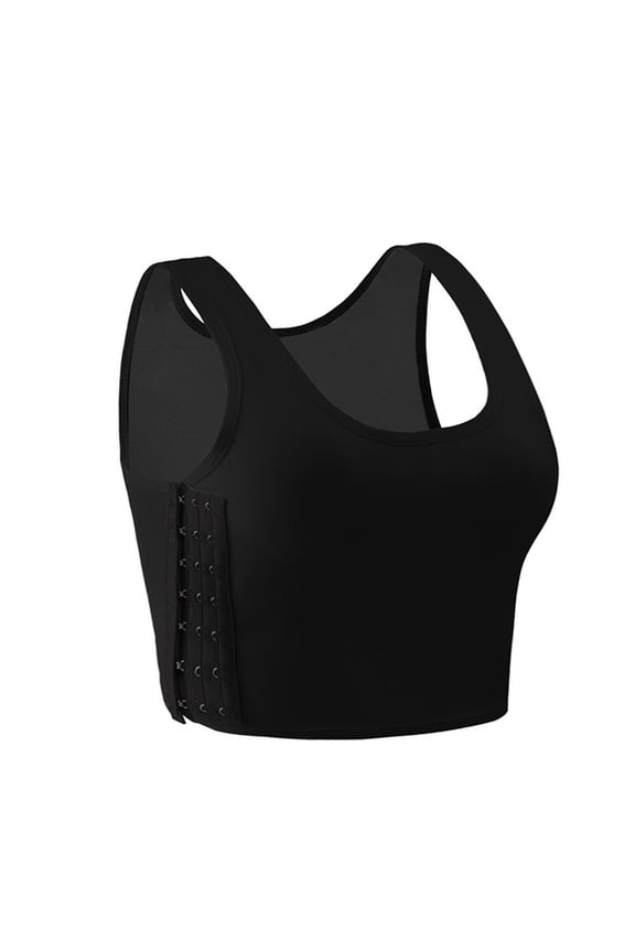 Chest Binder for Women Transgender Hook Elastic Cotton Ftm Binder Trans Half Breathable Breast Binder Bra Black XL(XL)