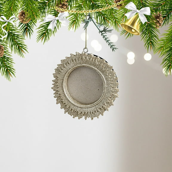 Daiosportswear Christmas Resin Pendant,DIY Photo Frame Decoration,White,3.2x3.2in,Resin,Snow Cedar Design,Tree/Door Decor,Easy Photo Replacement,Lightweight,Holiday Gift,Personalized Ornament