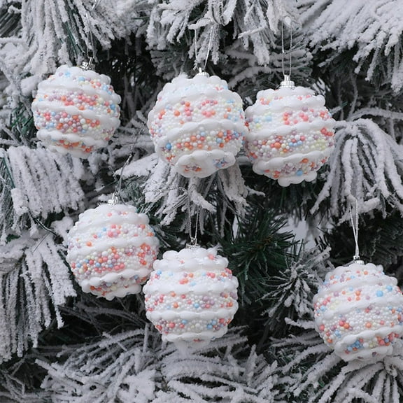 Daiosportswear Christmas Tree Foam Balls, Decorative Hanging Ornaments, Red & White, 2.4in, Festive, Holiday, Xmas, Home Decor, Set of 6
