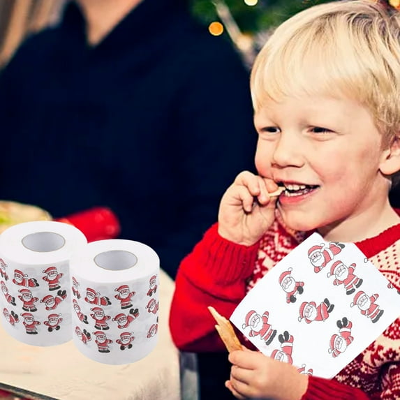 Daiosportswear Christmas themed 2-ply Wood Pulp Toilet Paper Roll, 10x9.5in, Multi-Color, Portable, 211 Sheets, Household & office Use, Sanitary, High Absorbency, Festive Essential