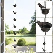 Daiosportswear Clearance Mobile Birds On Cups Rain Chain 8Ft, Mobile Bird Outdoor Rain Chain Outdoor Decoration Hanging Chain Black