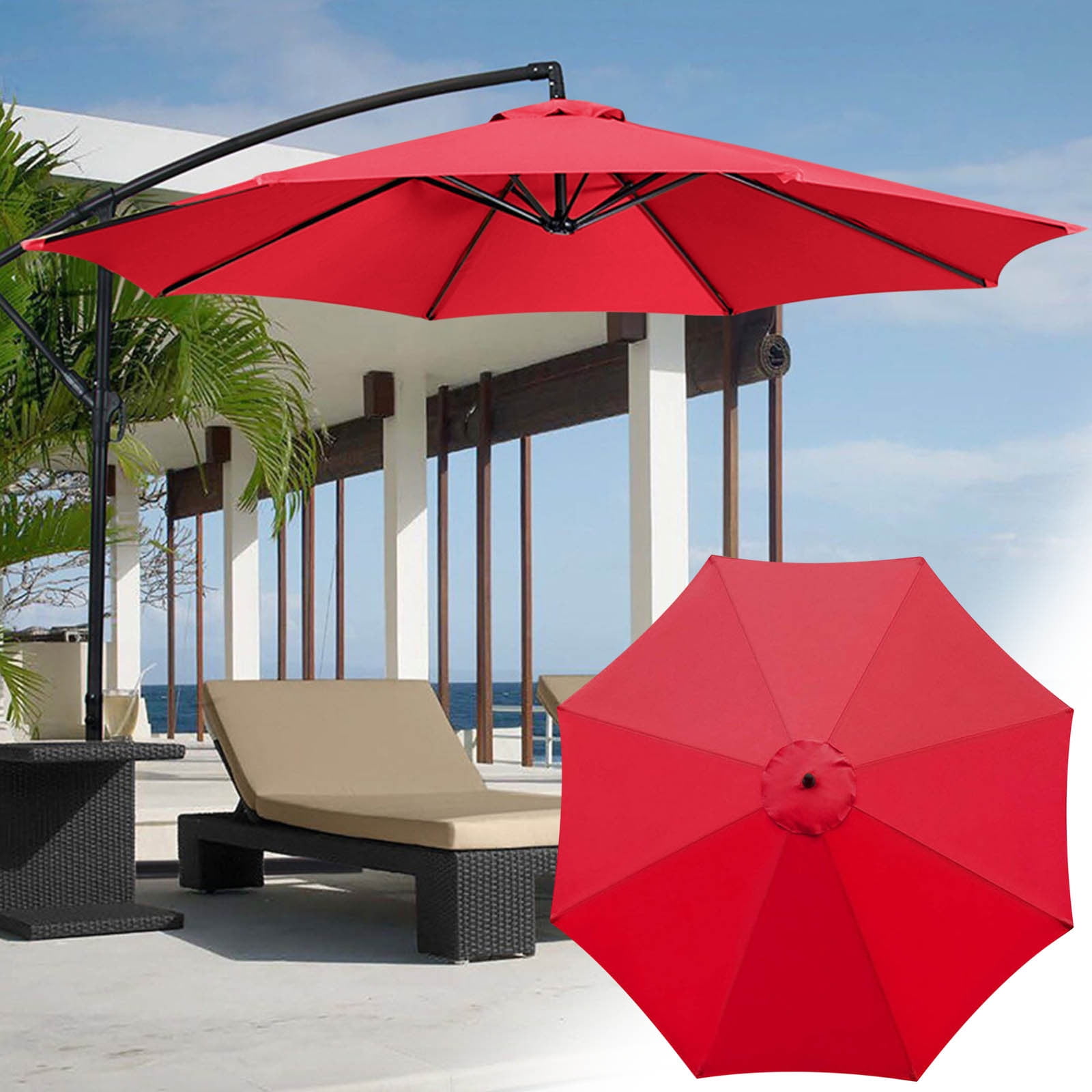 Daiosportswear Outdoor Sunshade Umbrella for Garden Patio - Waterproof & Sunproof with Durable Stitching & Reinforced Seams Black( Excluding Umbrella Bones)