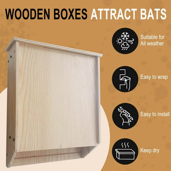 Daiosportswear Clearnance Bat-Houses for Outdoors Large Bat-House Kit for Outdoors Shelter Box Roosting Two Chamber Wood Pre-Finished Easy To Install