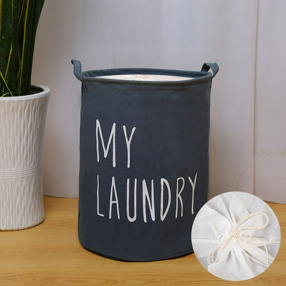 Daiosportswear Cotton Linen Laundry Basket with Handles, Extra Large Capacity, Drawstring Closure, 13.8x13.8x17.7in, Storage Solution for Bedroom, Closet, or Dorm