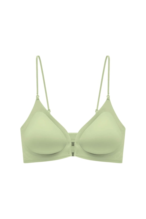 Front Closure Bras for Women Magnetic Deep V Bra Racerback Wireless Seamless Bralettes Comfy No Underwire Jelly Bra Green XXL(XXL)