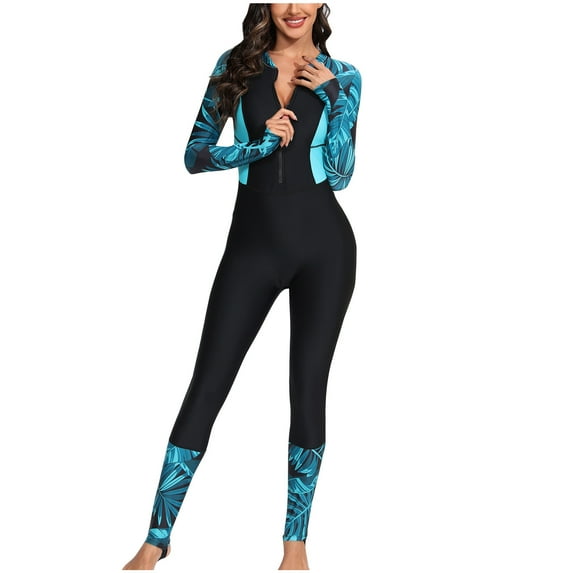 Daiosportswear Full Body Scuba Rash Guard Dive Skin Uv Swimwear Sport Skins for Women, Long Sleeve One Piece Front Zipper Diving Wetsuit,Swimwear for Women Black 4(S)