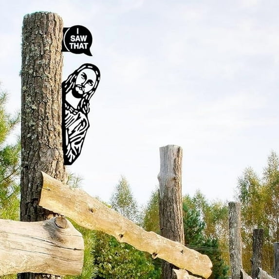 Daiosportswear Funny Peeking Metal Sign,I Saw That Sign,Metal,Weather-Resistant,Wall Decor,Yard/Garden/Fence/Patio,for Family/Pastors,Funny Quote,Outdoor/Indoor,Decorative,for Faith-Filled Spaces