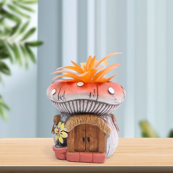 Daiosportswear Garden Cement Mushroom Planter,Small House Shape Pot,Outdoor Courtyard/office Desk Use,Bottom Drainage Holes,Breathable,Succulents/Moss Planter,Handmade,Indoor/Outdoor Planter
