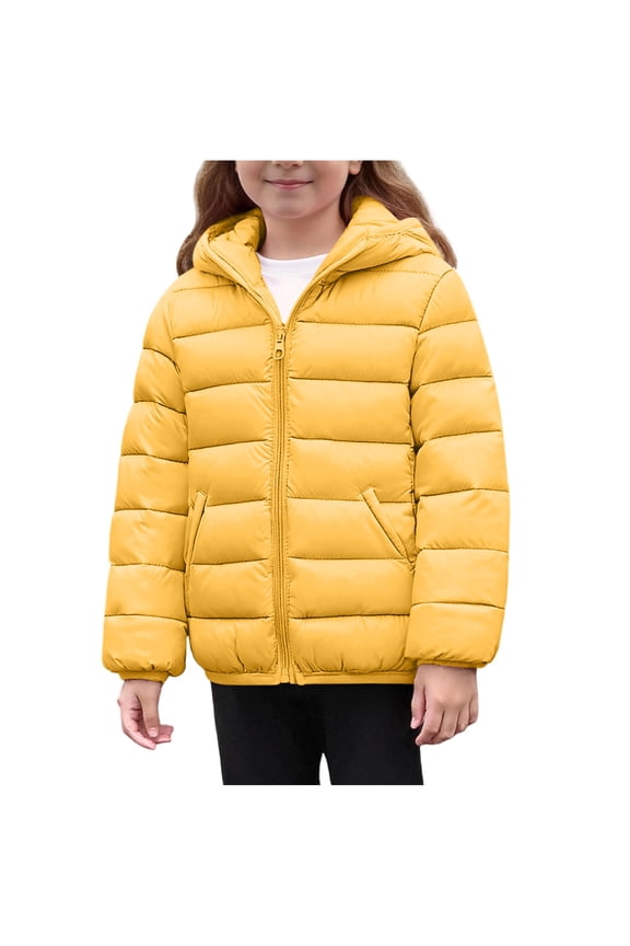 Girls Winter Coats Heavyweight Mediun Length Warm customize Jackets Down-like Cotton Wadding Outwear Yellow 110