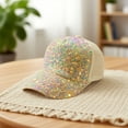 thumbnail image 1 of Daiosportswear Glitter Sequin Baseball Cap,Women's Adjustable Mesh Hat,7.1x4.3x2.8in,Shiny Sequins,Mesh Back,Ponytail Hole,22-24.4in Head Circumference,Outdoor/Party Use,Travel Sun Hat, 1 of 6