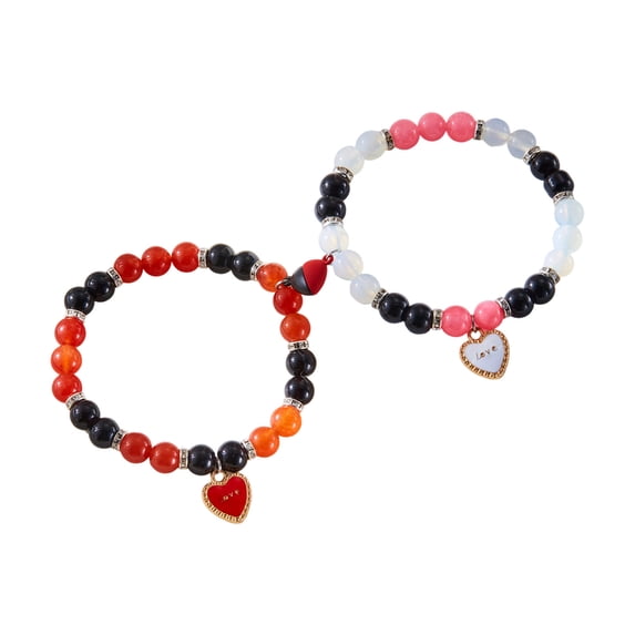 Daiosportswear His and Hers Matching Set Valentines Day themed Couple Bracelets Cute Magnetic Couple Adjustable Bracelet Valentines Day Ideal Gift