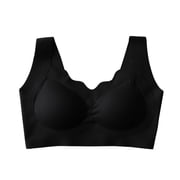 Daiosportswear Jelly Pushup Bra Women Full Coverage Bras No Underwire Seamless Bralettes Everyday Bra for Older Women Black MM