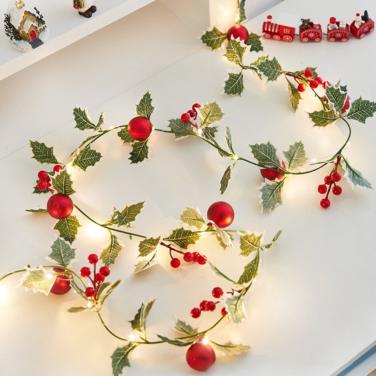 Daiosportswear LED Copper String Lights,Christmas Needle/Cone Red Decor