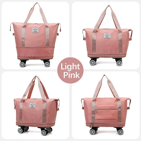 Daiosportswear Large Capacity Waterproof Folding Travel Duffel Bag, Multi-function Wheeled Handbag for Women, 3-5 Days Trip, Lightweight Portable Luggage with Extended Bottom & Multiple Pockets