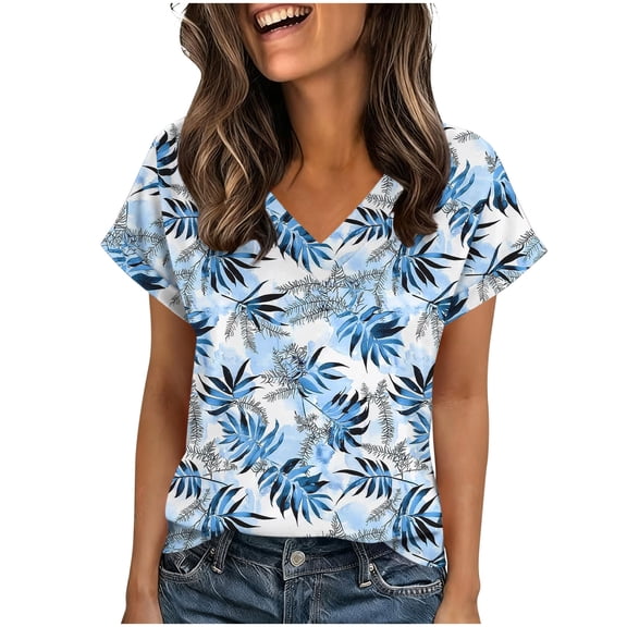 Daiosportswear Linen Shirts for Women Summer Fashion Short Sleeve Shirts V Neck Cotton Casual Loose Button Tunic Blouses Outfits Pink L(L)