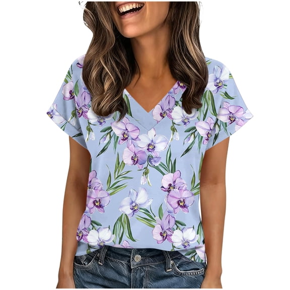 Daiosportswear Linen Shirts for Women Summer Fashion Short Sleeve Shirts V Neck Cotton Casual Loose Button Tunic Blouses Outfits Pink L(L)