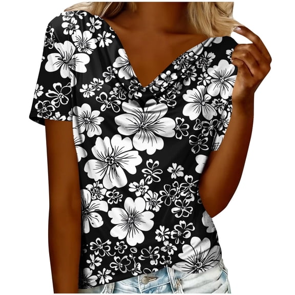 Daiosportswear Linen Shirts for Women Summer Fashion Short Sleeve Shirts V Neck Cotton Casual Loose Button Tunic Blouses Outfits Pink L(L)