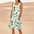 thumbnail image 1 of Daiosportswear Loose Fit for Women Floral Print Sleeveless Vneck Faux Gauze Linen Maxi Long Beach Brunch Hawaiian Tropical Basic Dresses Ladies with Pocket,Women'S Sleeveless Dress Green XL(XL), 1 of 4