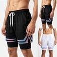 thumbnail image 1 of Daiosportswear Men'S 2-In-1 Basketball Shorts, Elastic Drawstring Waist Mesh Polyester Shorts with Gradient Trim White 10(XL), 1 of 5