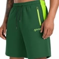 thumbnail image 1 of Daiosportswear Men'S Quick Dry Running Shorts, Elastic Drawstring Waist Nylon-Spandex Sports Shorts with Zipper Pockets Green 6(M), 1 of 7