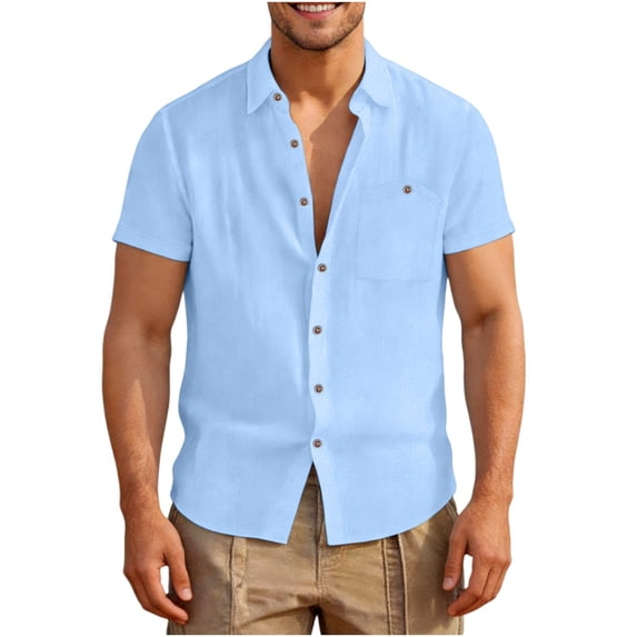 Daiosportswear Men's Vintage Short Sleeve Collar Button Down Casual Top Lightweight Summer Beach Shirt
