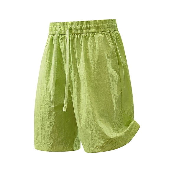 Daiosportswear Men'S Summer Quick Dry Nylon Shorts, Elastic Drawstring Waist Breathable Sports Shorts with Deep Pockets, for Running, Gym and Casual Wear Green M(M)