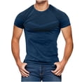 thumbnail image 1 of Daiosportswear Men'S T- Shirts Short Sleeve Crewneck Shirts Solid Textured Knit Pullover Tees Blue L(L), 1 of 4