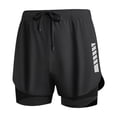 thumbnail image 1 of Daiosportswear Men's 2 in 1 Running Shorts Quick Dry Athletic Gym Workout Summer Board Beach Short with Compression Liner Black-B S(S), 1 of 7