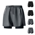 thumbnail image 1 of Daiosportswear Men's 2 in 1 Running Shorts Quick Dry Athletic Gym Workout Summer Board Beach Short with Compression Liner Gray-A M(M), 1 of 5