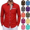 thumbnail image 1 of Daiosportswear Men's Casual Long Sleeve Dress Shirts Business Slim Fit Beach Yoga Shirt Button-Down Collar Blouse with Pockets Yellow XXS, 1 of 7