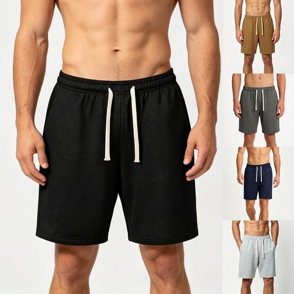 Daiosportswear Men's Casual Sweat Shorts Elastic Waist Drawstring Athletic Workout Gym Running Shorts with Pockets Navy 10(XL)