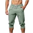 thumbnail image 1 of Daiosportswear Men's Drawstring Breathable Outdoor Capris with Zipper Pockets Green XXXXL, 1 of 9