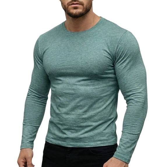 Daiosportswear Men's Long Sleeve Tee Shirts Lightweight Casual Comfort Crewneck Plain Long Sleeve Shirts Basic Tees Mint Green XL