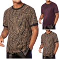 thumbnail image 1 of Daiosportswear Men's Short Sleeve Knit T-Shirts Crewneck Texture Knit Shirt Red-F XL(XL), 1 of 5