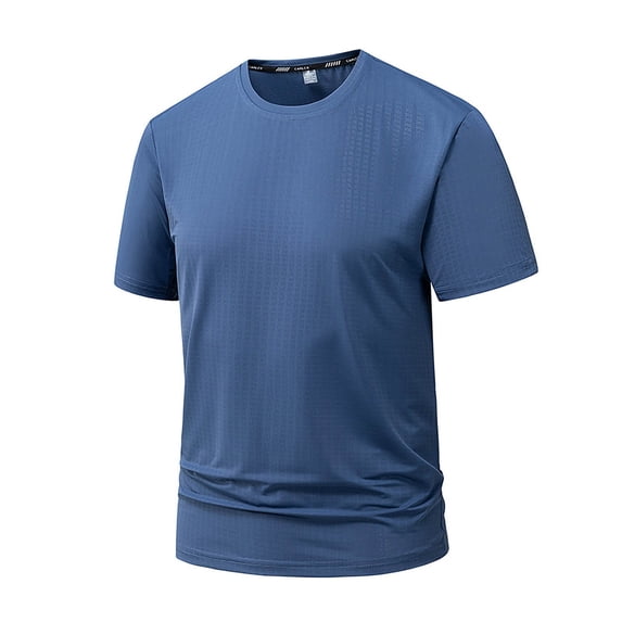 Daiosportswear Men's Short Sleeve T-Shirt Quick Dry Workout Athletic Running Swim Tops Tee Rash Guard Performance Shirts Blue XXL(XXL)