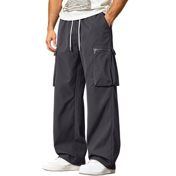 Daiosportswear Men's Streetwear Workwear Pants Loose Straight Leg Casual Daily Wear Trousers Dark Gray XXL