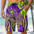 thumbnail image 1 of Daiosportswear Men's Summer Fun Animal Print Board Shorts with Elastic Waist and Side Pockets Purple-B XL(XL), 1 of 6