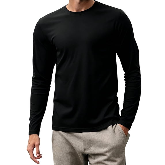 Daiosportswear Men's Upf 50+ Sun Protection Uv Spf Shirts Long Sleeve Lightweight Quick Dry Swim T-Shirts Rash Guard Black M