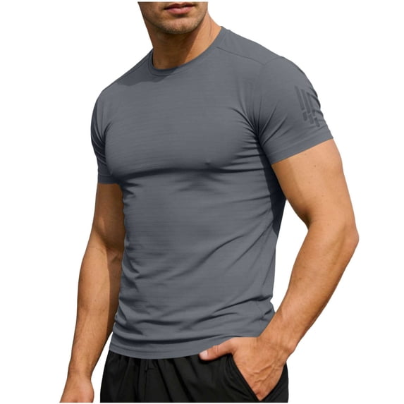 Daiosportswear Mens Athletic Short Sleeve Shirt Ideal for Sports and Wear Breathable and Lightweight Performance Apparel Gray XL(XL)