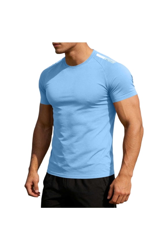 Mens Raglan Workout Shirts Hipster Slim Fit T-Shirts Longline Drop Cut Gym Muscle Tee Blue XXL(XXL)