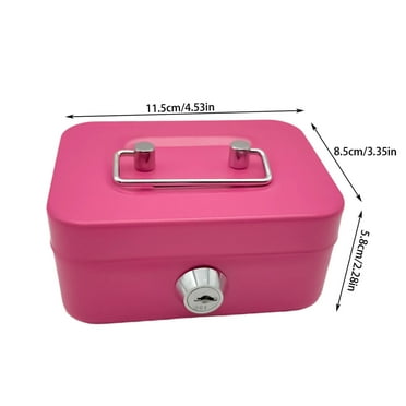 Daiosportswear Metal Cash Box, 4.5" x 3.35" Small Cash Storage Box with Lockable Cover, Key Lock Money Organizer for Kids, Cute Toys with Handle for Home