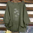 thumbnail image 1 of Daiosportswear Mexican Shirts Peasant Blouses Cotton Embroidered 3/4 Sleeve Summer V Neck Tunic Bohemian Tops Boho Clothes for Women Army Green M(M), 1 of 7