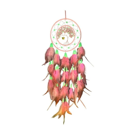 Daiosportswear New Luminous Beads Dreamcatcher Feather Crafts Home Decoration indoor Hanging Bedside Wind Chime Pendant