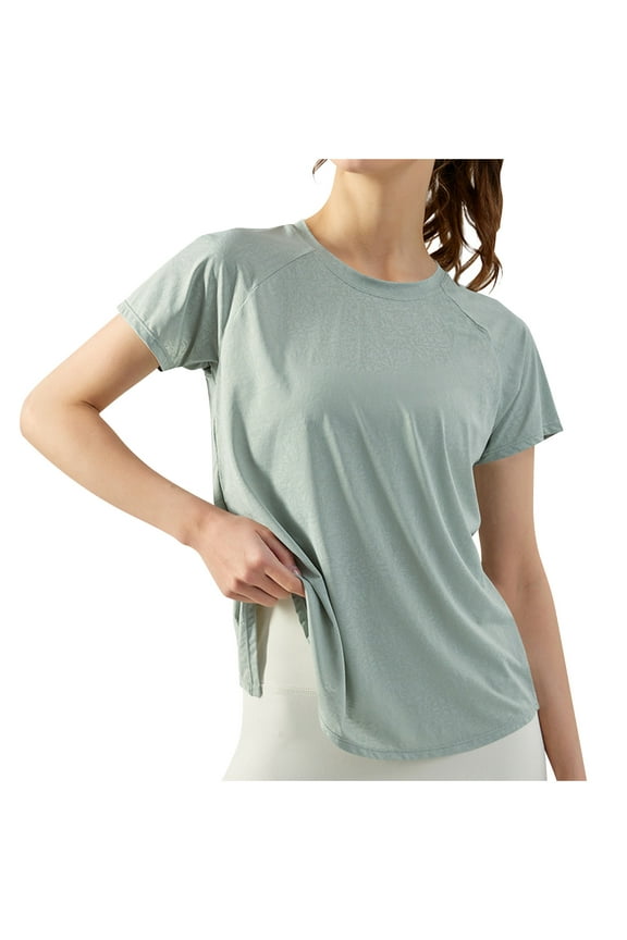 Open Back Workout Top Shirts - Yoga T-Shirts Cover Up Activewear Exercise Tops for Women,Cover-Up for Women Green L(L)